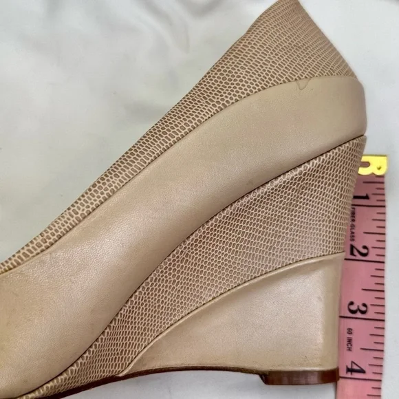 Cole Haan Leather Peep Toe Wedge Heels Size 9.5 - Picture 9 of 10